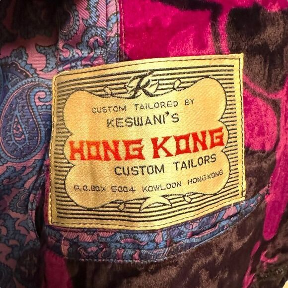 Vintage 60’s 70’s Keswani Tailors Hong Kong Velvet Pattern Blazer - Picture 10 of 10